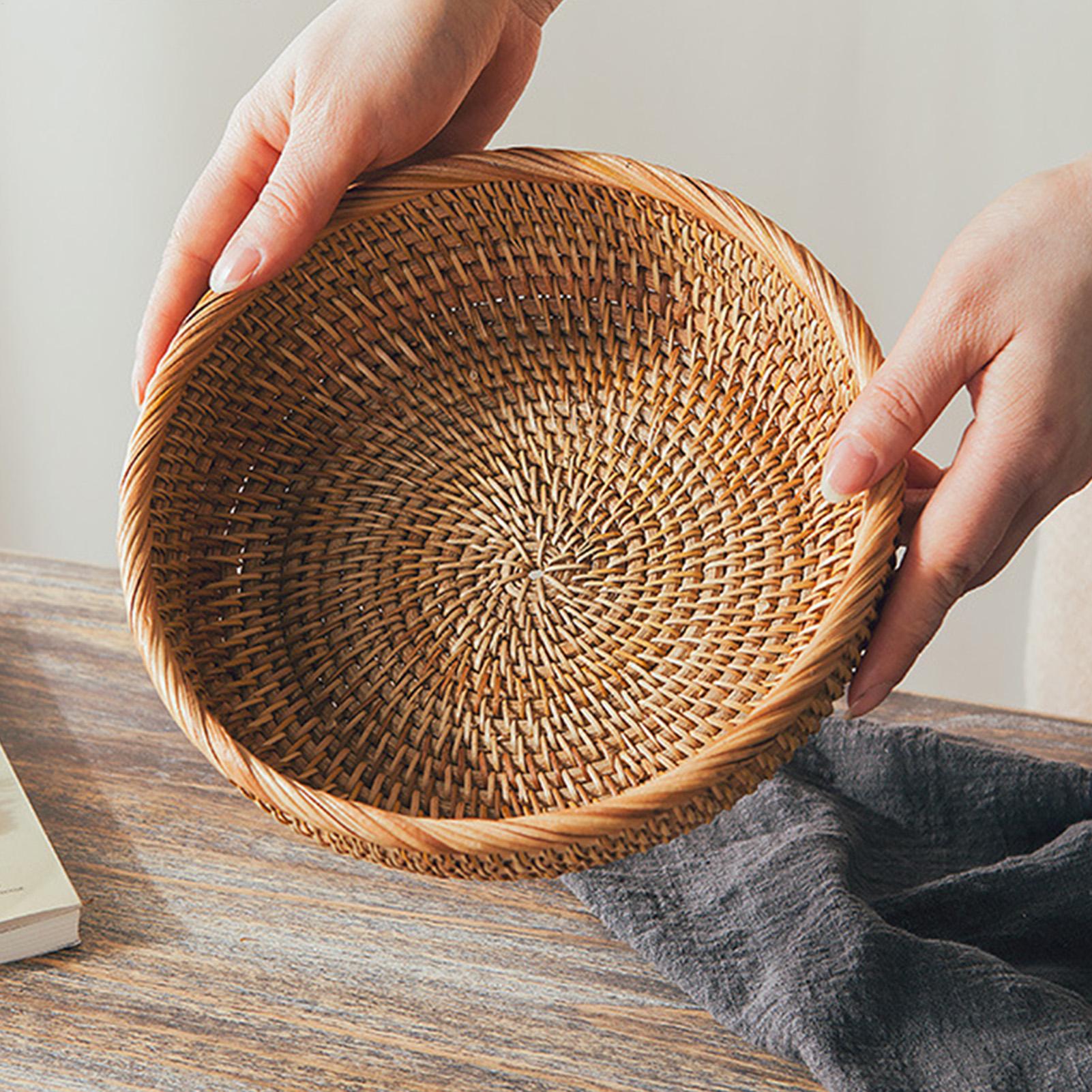 Food Snacks Basket - Cesto Intrecciato Rotondo in Rattan per