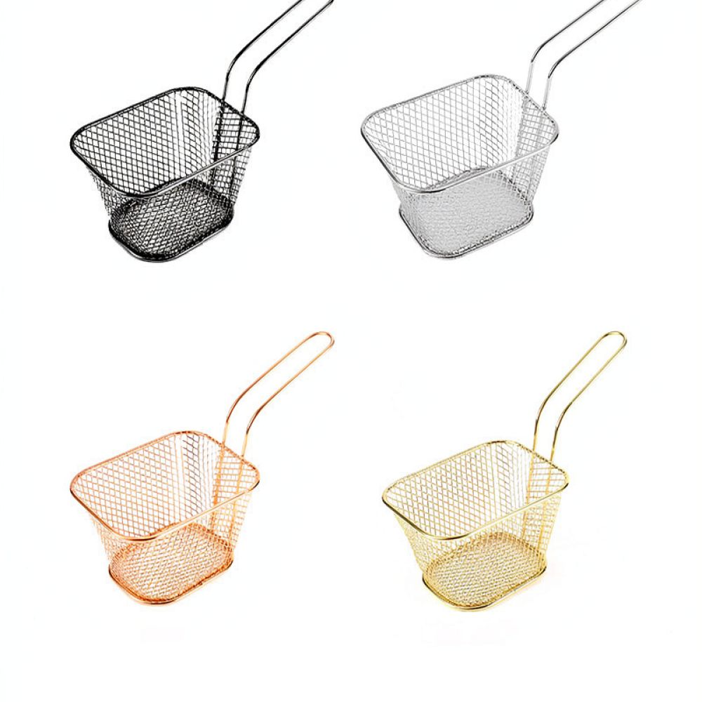 Food Snacks Basket - Cestello quadrato in filo metallico color