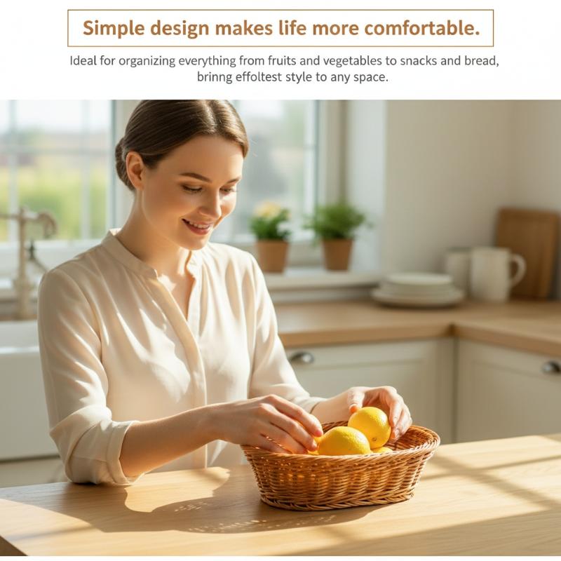 Food Snacks Basket - Cesto in Rattan Plastico Intrecciato a