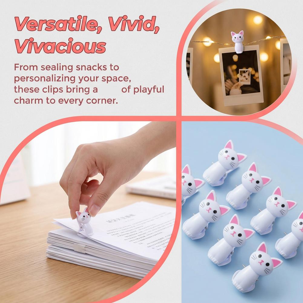 8 Pezzi Clip a Forma di Gatto  - Food Snacks Packaging recensione e prezzo